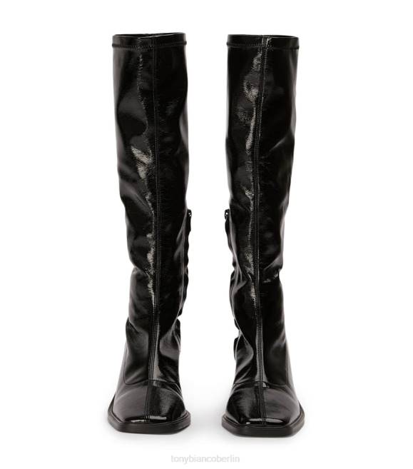 kniehohe Stiefel| de Tony Bianco Frauen Damon-Kalbsstiefel schwarzes Crinkle-Lack 4624422